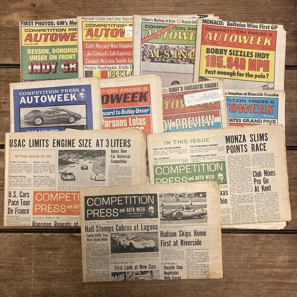 Lot of 11 Car Race Competition Press & Autoweek Newspapers 1964-1972 - Picture 1 of 12